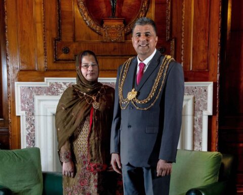 The Lord Mayor, Councillor Asghar Khan and the Lady Mayoress, Robina Kosar