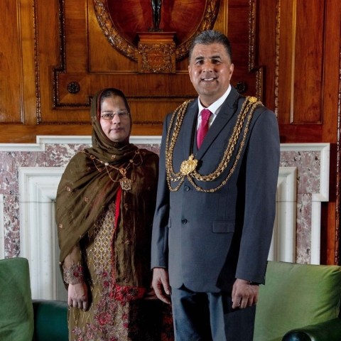 The Lord Mayor, Councillor Asghar Khan and the Lady Mayoress, Robina Kosar