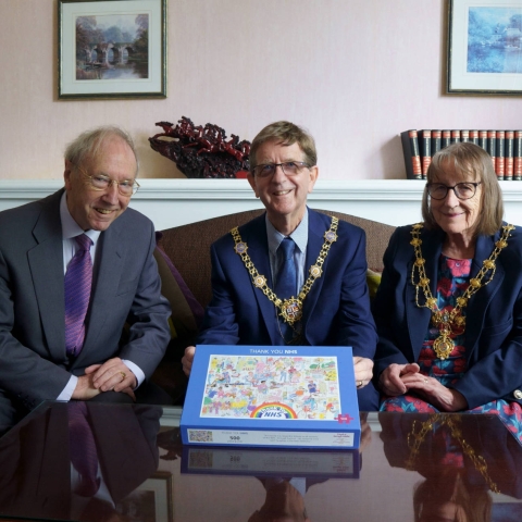 Dr Albert Day, Friends of Harrogate Hospital, Mayor of Harrogate District, Trevor Chapman and his wife, Janet.