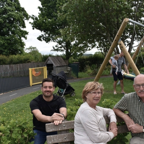 Lewis Stokes of The Banks Group with Mary and John Hopkins of the Almscliffe Villages Community Association
