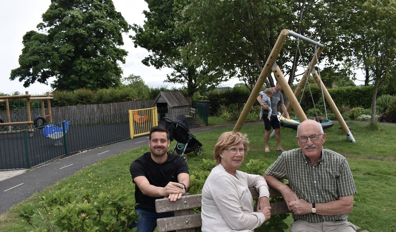 Lewis Stokes of The Banks Group with Mary and John Hopkins of the Almscliffe Villages Community Association