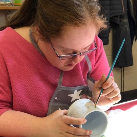 Art Maker Rebecca Stephens at work in the Centre