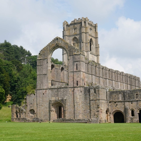 Fountains Abbey and Studley Royal water garden, in North Yorkshire.