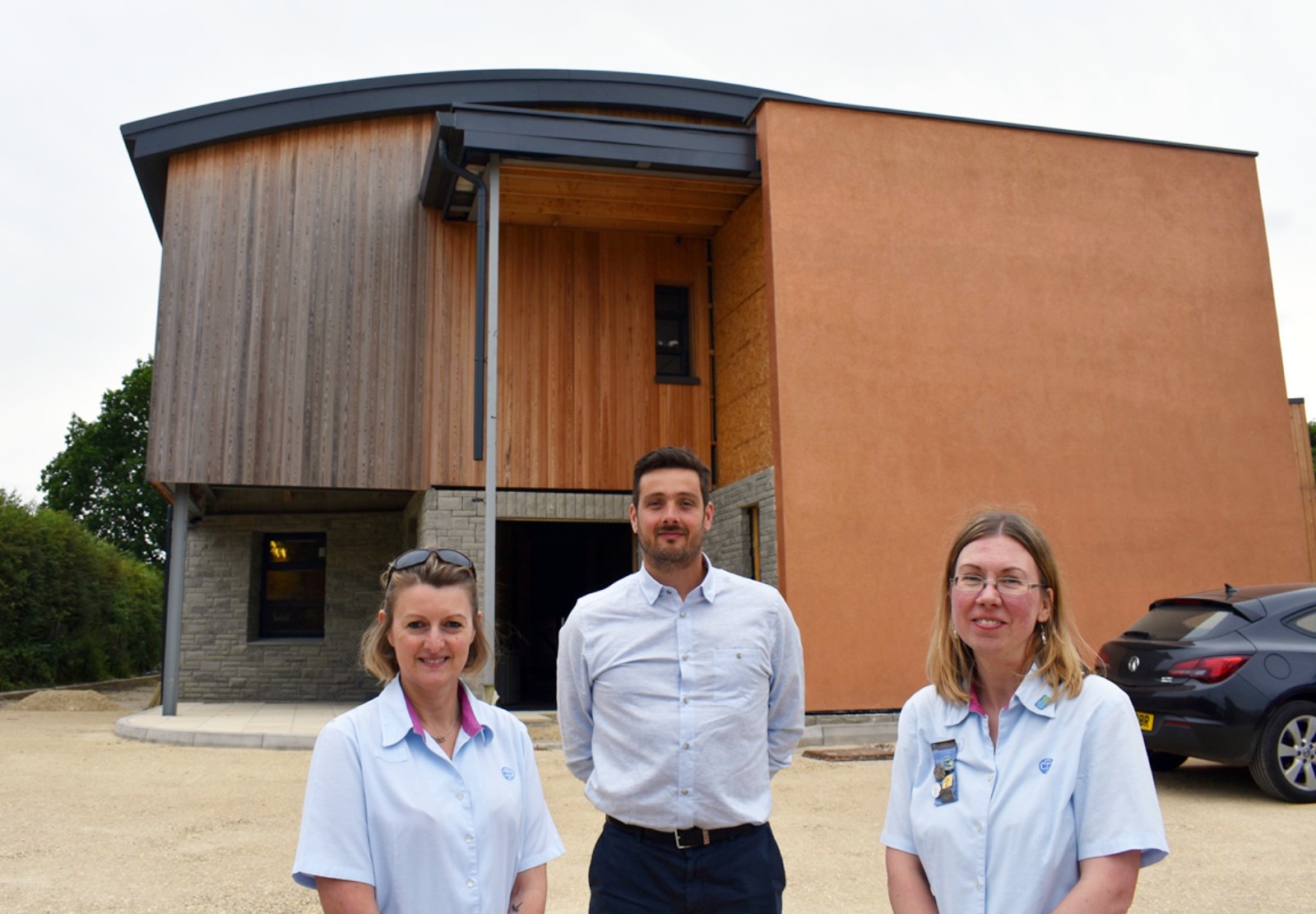 (from left) Angie Lockwood, county commissioner for Girlguiding North Yorkshire West, Lewis Stokes of The Banks Group and Deborah Wynn, chair of the Friends of Birk Crag