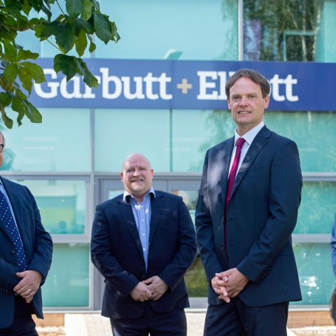 REEFSUCCESS: Pictured (L to R) are head of the Garbutt + Elliott corporate finance team, partner, Tony Farmer; managing partner, Russell Turner and corporate finance partners, Rob Burton and Tariq Javaid, outside the firm’s headquarters in York.