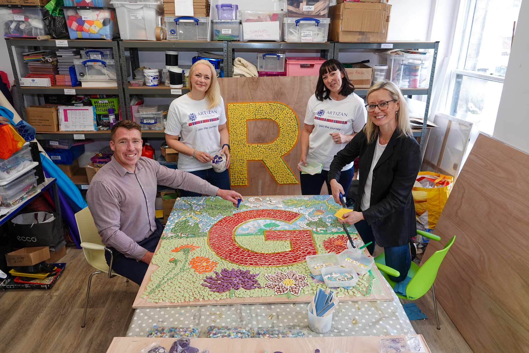 Harrogate BID Manager Matthew Chapman; Artizan International Founder Susie Hart MBE, Artizan International UK Programmes Officer Liz Cluderay, and Harrogate BID Chair Sara Ferguson