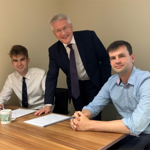 Andrew Jones MP with caseworkers Stephen Culpin (left) and Matt Scott