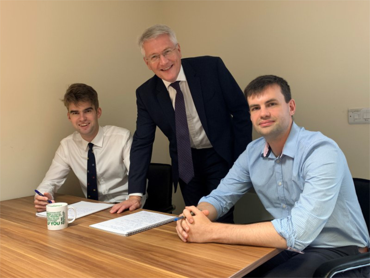 Andrew Jones MP with caseworkers Stephen Culpin (left) and Matt Scott