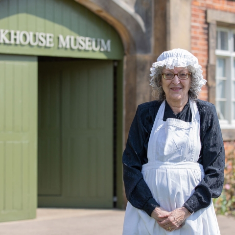 Volunteer Lindy Webb offers a welcome to the Workhouse Museum in Ripon