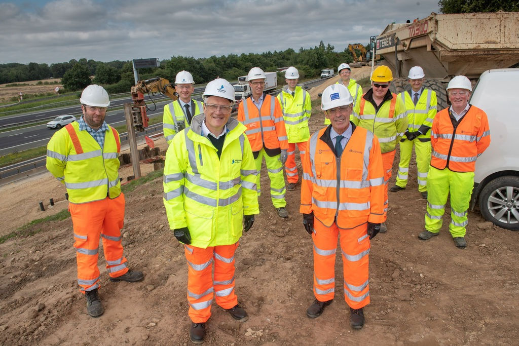 Andrew Jones MP with representatives of the project team including North Yorkshire County Council, National Highways and Farrans Construction.