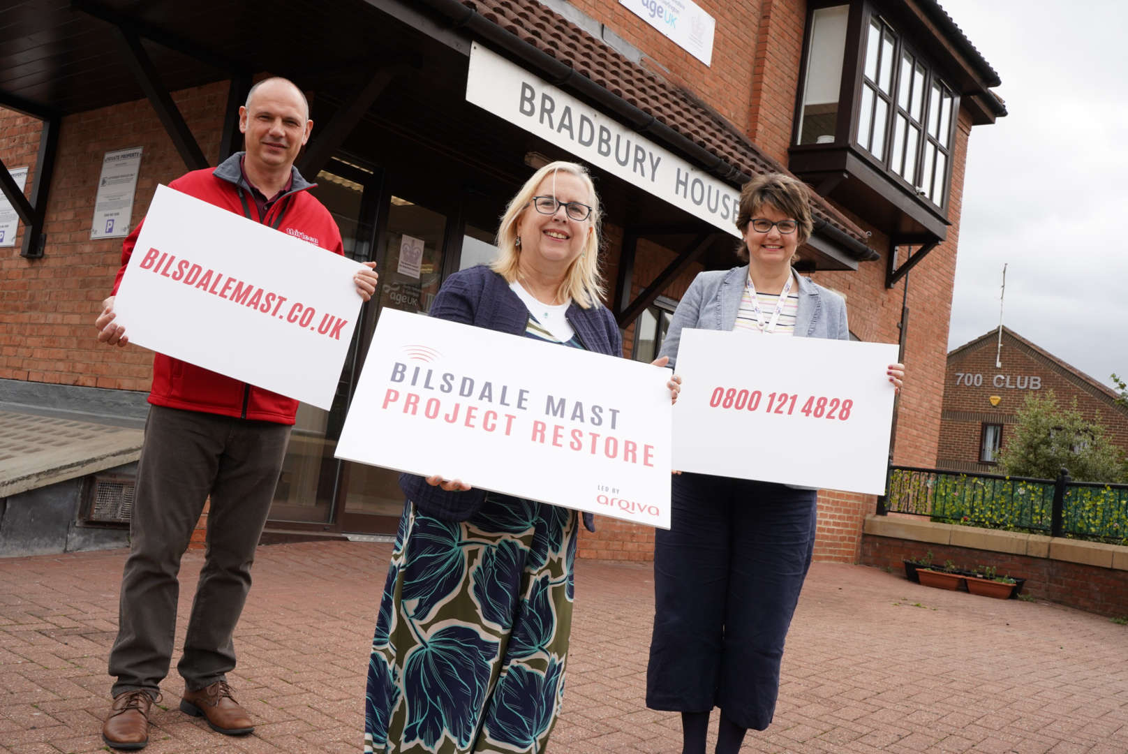 l-r Gavin Coleman, Community Development co-ordinator at Thirteen Group Rosie Mowatt, head of communications Arqiva, Helen Hunter, chief exec North Yorkshire & Darlington Age UK