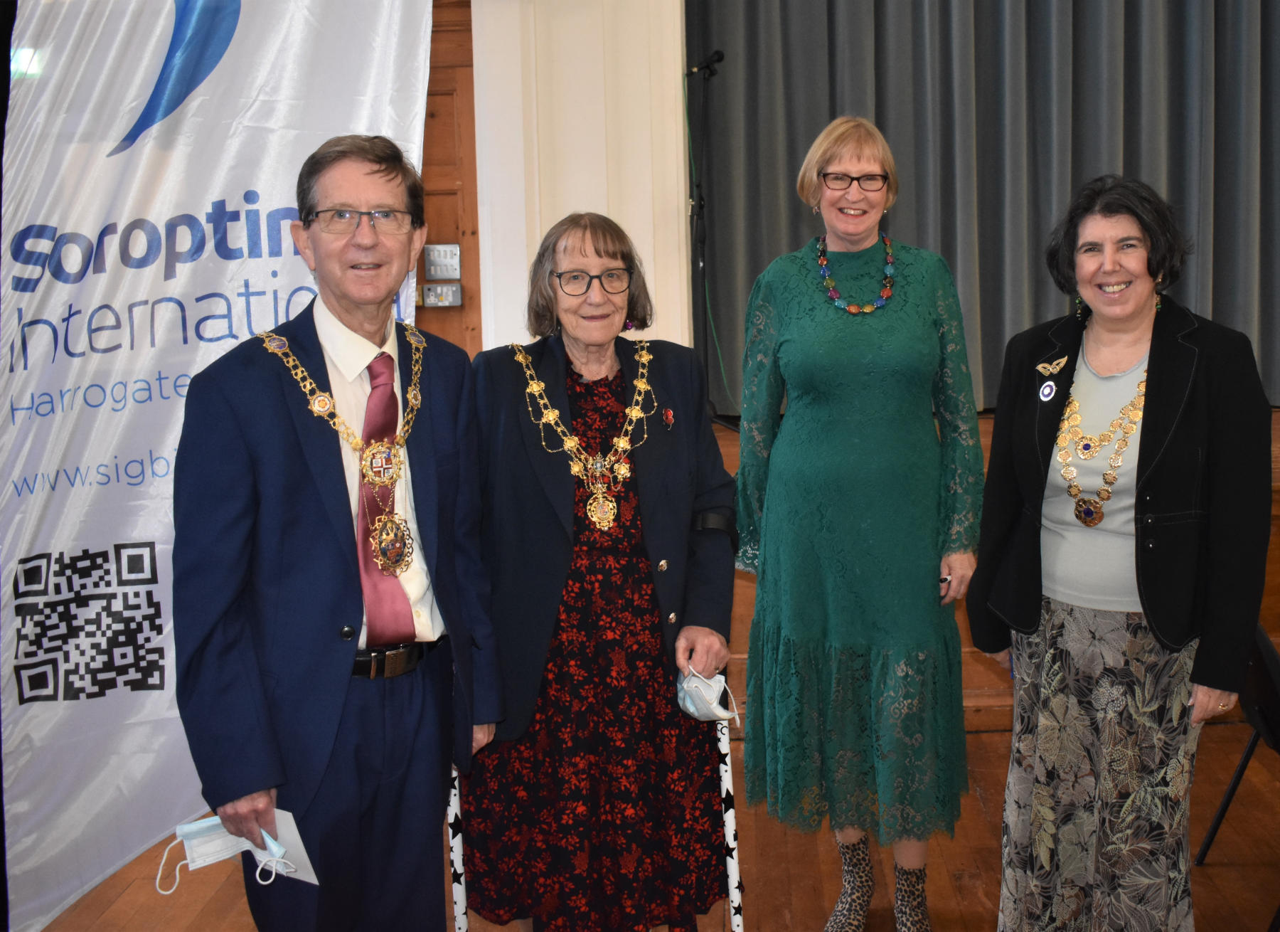 Mayor and Mayoress Cllr Trevor and Janet Chapman with Immediate Past President Sandra Frier and Soroptimist International of Yorkshire President Lindsay Green