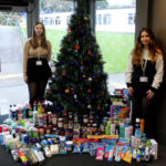Trinny Sadler, left, and Emma Duffy with Rossett School’s foodbank donations