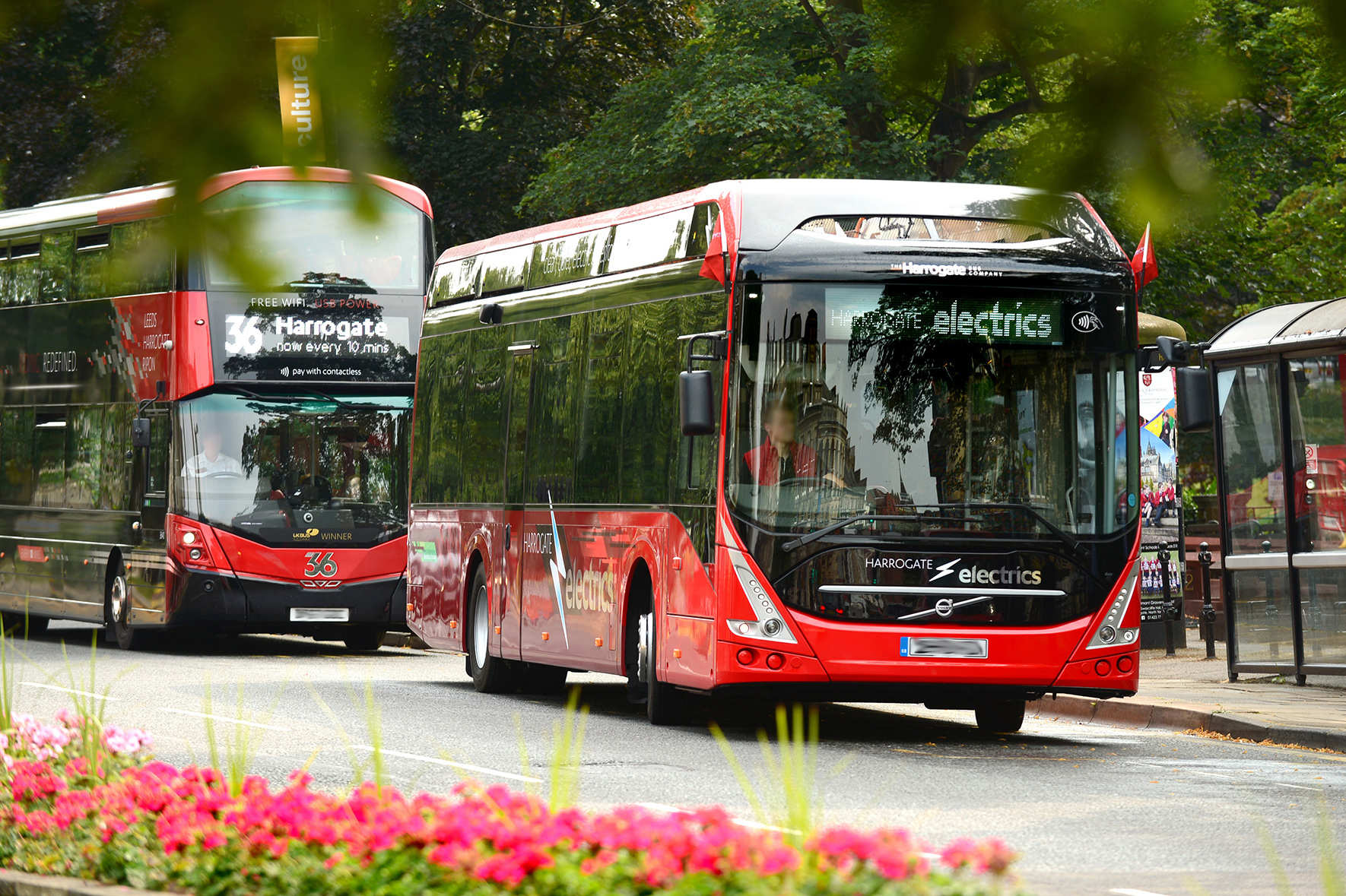 One of The Harrogate Bus Company’s existing electric buses