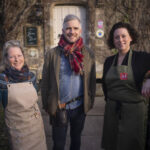 Yorkshire landscape artist, Sarah Garforth with Horticulturist and founder of The Northern School of Gardening, Dean Bolton-Grant and Michaela Hanna