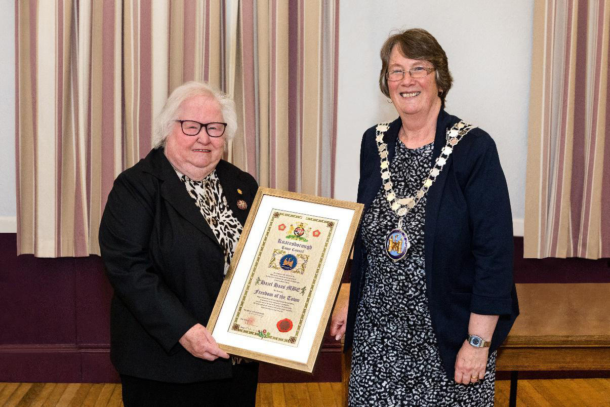 Hazel Haas with Councillor Christine Willoughby, Knaresborough’s Mayor