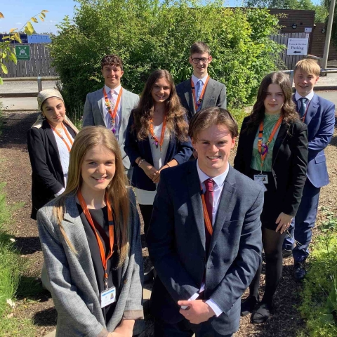 Back row, left to right – Deputy head students: Iman Aslam, Mason De Souza, Olivia Cooke, Jake Sandland, Lucy Taverner and Lewis Walsh