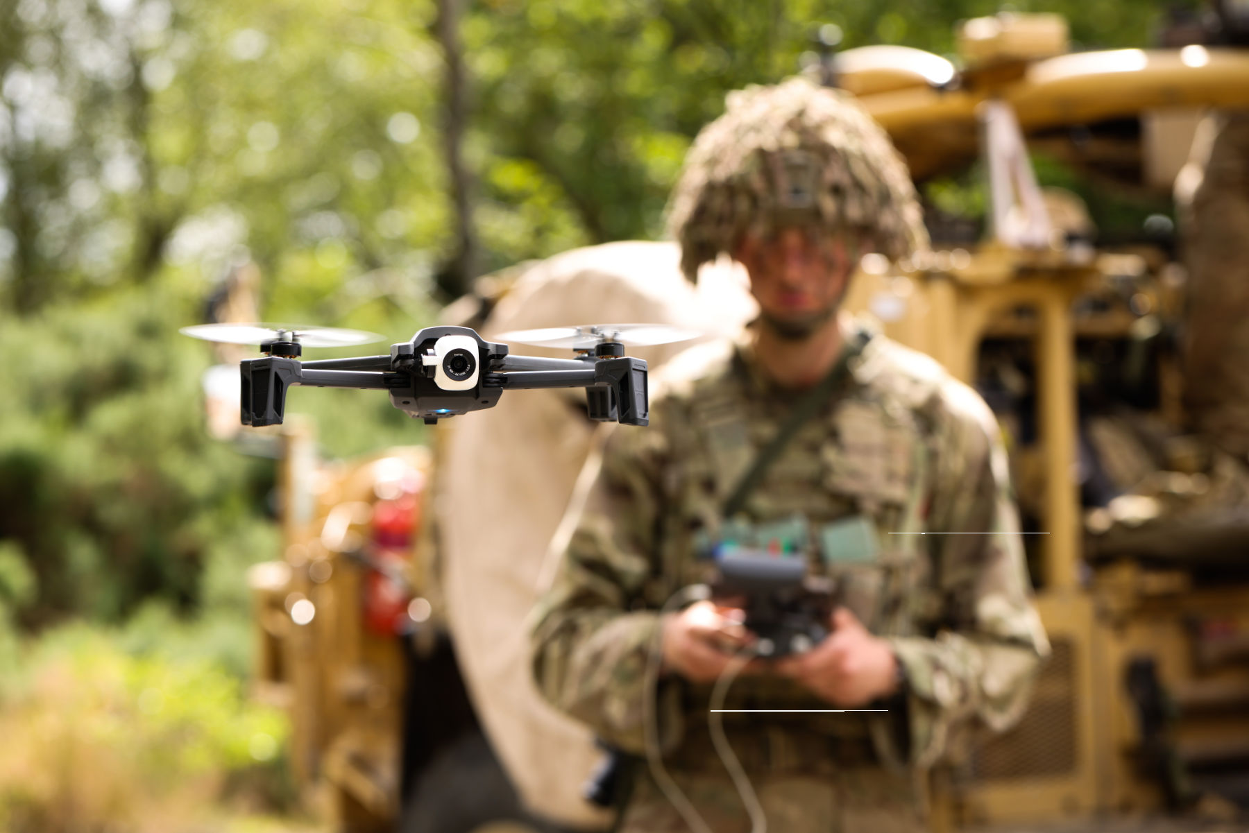 Trooper Woodcock, C Squadron, Royal Lancers, pilots a drone during Exercise LUCKNOW LANCER, Scotland. Exercise LUCKNOW LANCER, taking place across July 2022, sees the Royal Lancers maintain their reconnaissance skills while preparing for Operation CABRIT (Poland) in the Galloway Forest, Scotland. The Lancers are joined by elements of the Household Cavalry Regiment, the Royal Artillery, the Royal Danish Army, and the US Air Force. In total, around 750 personnel are to be involved with the exercise, making it one of the largest in the UK this training year.