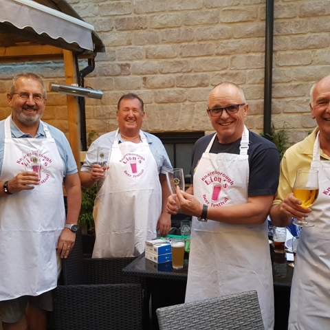 left to right, Lions Bob Godsell, Ian Baldwin, Richard Hall, Tony Peddle and Mike Pyle suitably attired and ready for the off