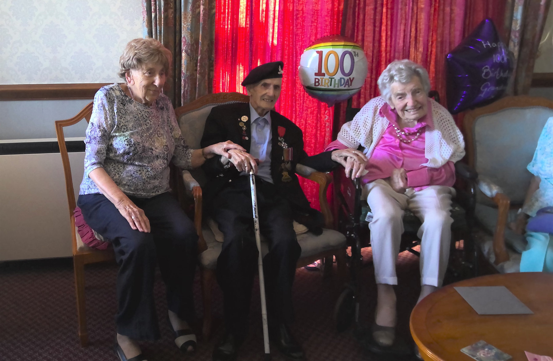 The trio are pictured celebrating Mabel’s birthday in July. From left to right is Ethel, Joe, and Mabel