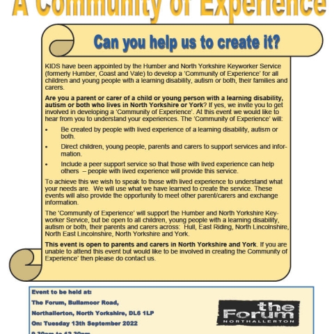 “Community of Experience” for all children and young people with a learning disability, autism