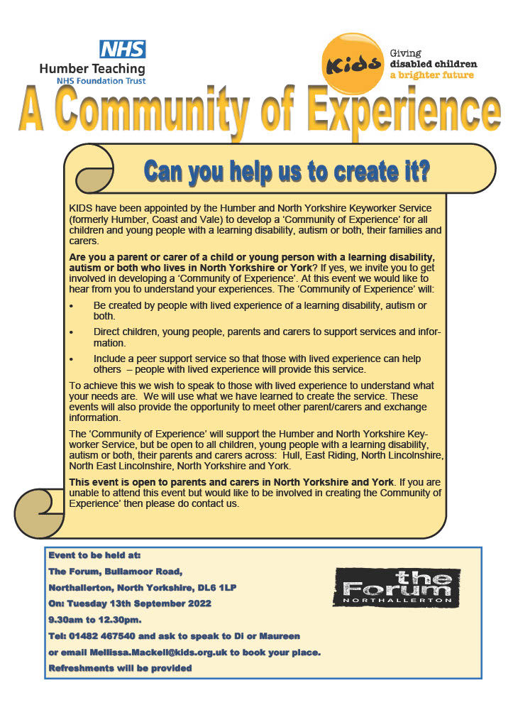 “Community of Experience” for all children and young people with a learning disability, autism