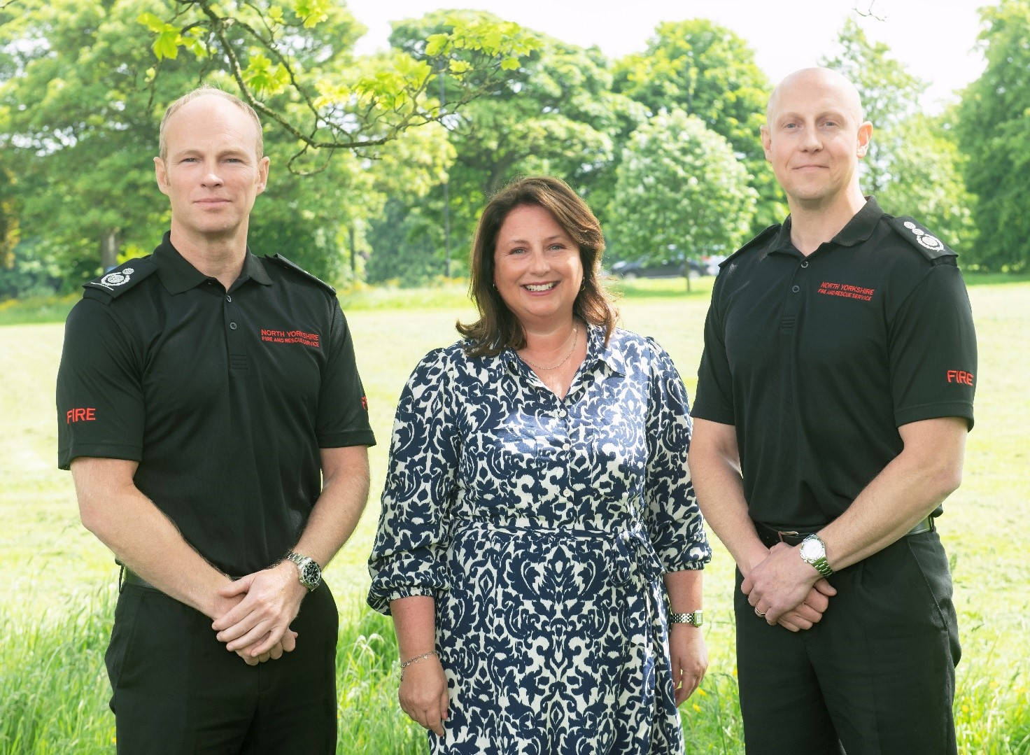 From left to Right: Deputy Chief Fire Officer Mat Walker, Commissioner Zoë, and Chief Fire Officer Jonathan Dyson outside the OPFCC at Granby Road, Harrogate