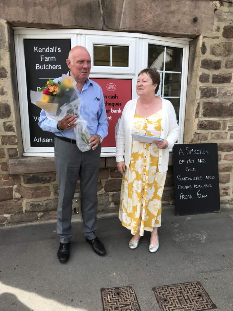Spofforth Postmistress, Alison Paige with Tim Dee