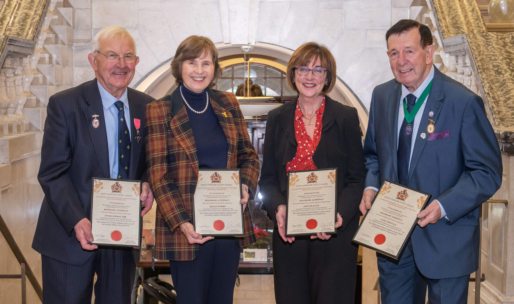 Peter Sowray MBE, Helen Swiers, Jill McMullon and Cliff Trotter, who were in attendance at yesterday’s extraordinary meeting