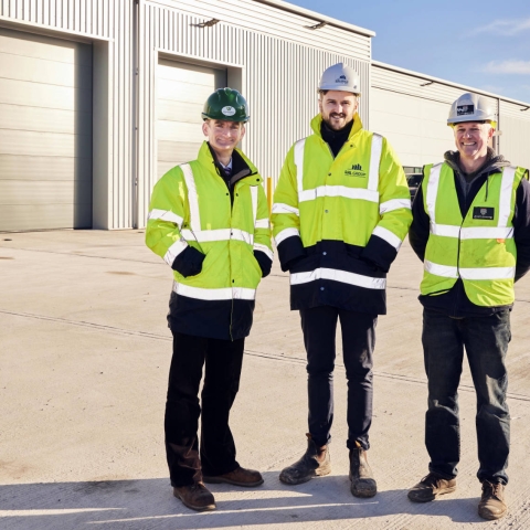 Pictured (L to R) are Wharfedale Property Management director, Tim Munns; LHL Group director, Daniel Bower and Castlehouse Construction Ltd project manager, Kevin Simon