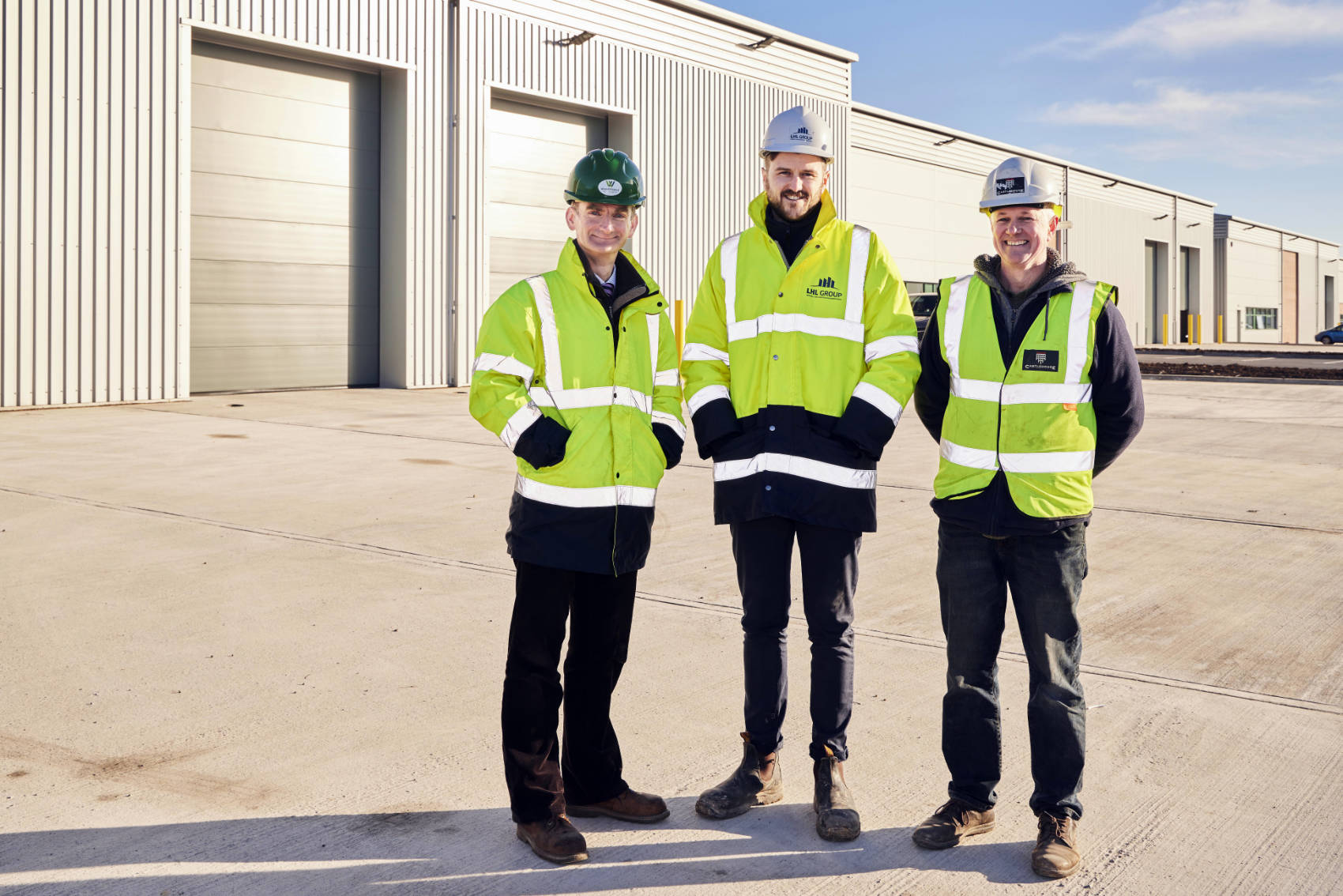 Pictured (L to R) are Wharfedale Property Management director, Tim Munns; LHL Group director, Daniel Bower and Castlehouse Construction Ltd project manager, Kevin Simon