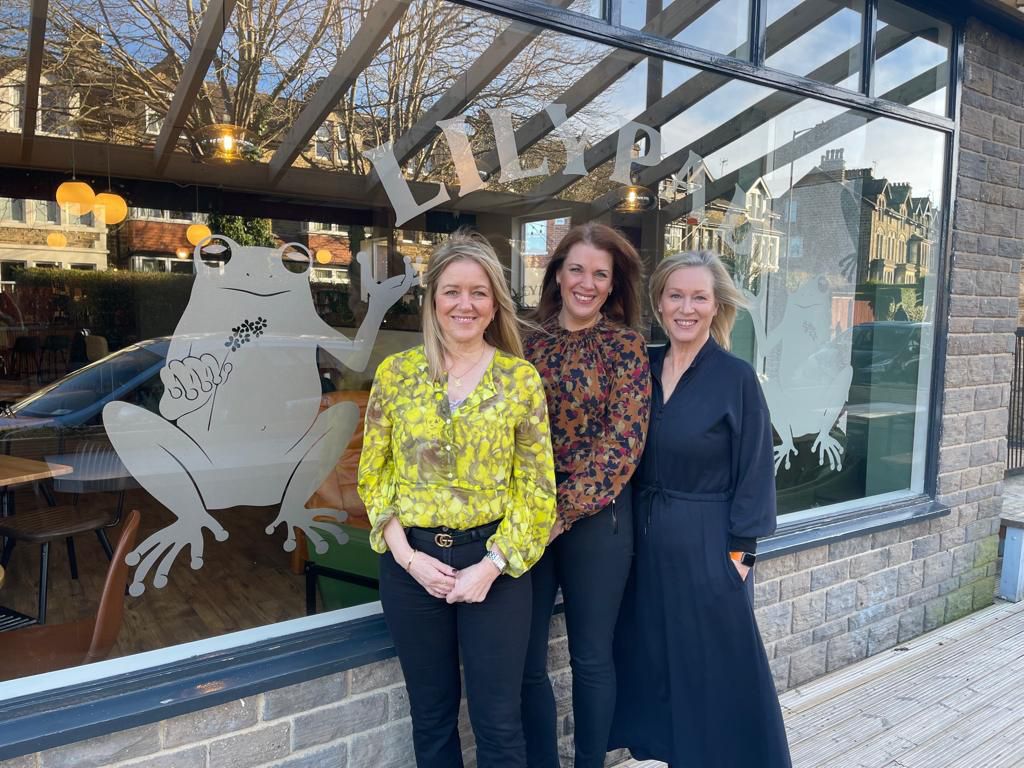 Pictured from left are Carol Beeley and Sarah Shaw from LWL Harrogate and Jan Moxham of Lilypad Restaurant