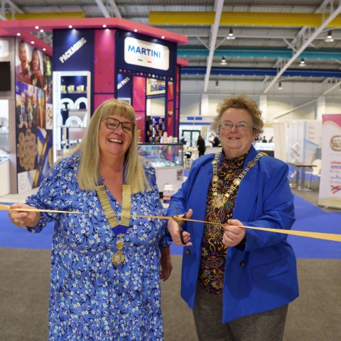 Katy Alston, National President of the ICA, the organisers of the Show, and Harrogate Borough Mayor Councillor Victoria Oldham