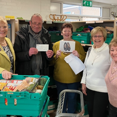 L - R Val Hills, Jim Tinsley, Debbie Marriott, Hilary Waddington and Elsie Johnston