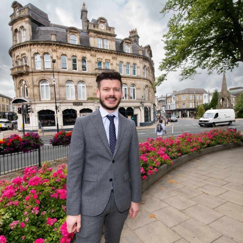 North Yorkshire Council’s executive member for highways and transport, Cllr Keane Duncan, in Harrogate town centre