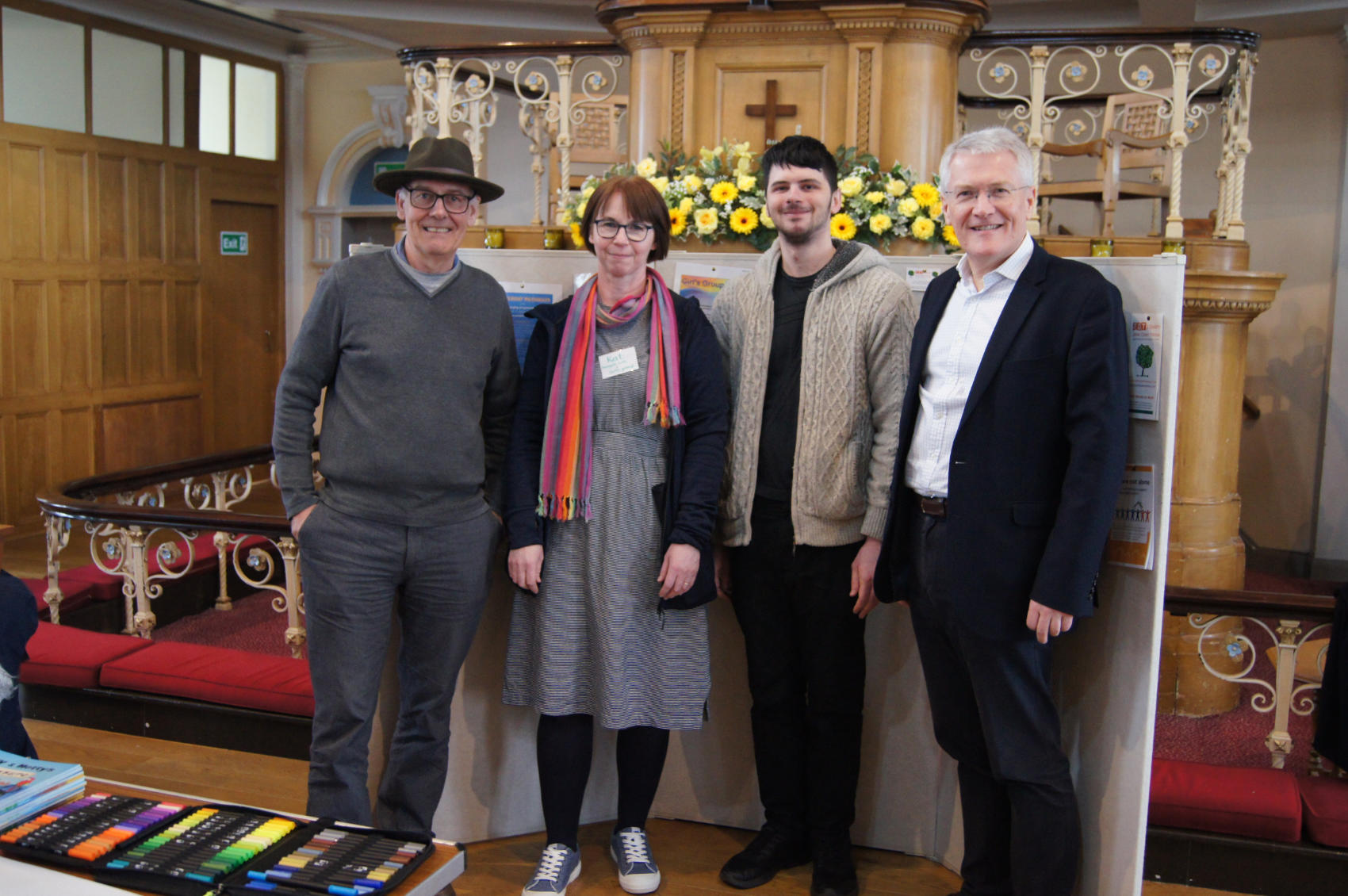 Rob Knox, chair of the NAS Harroagte Branch, Kat Farrell, Jackson Prince, Andrew Jones MP