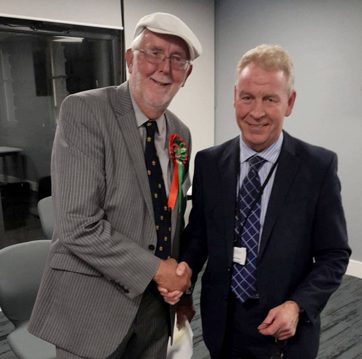 Newly elected councillor Tony Randerson with returning officer Richard Flinton