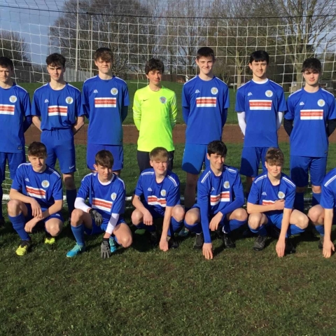 oroughbridge Juniors FC Under 16s wearing their new kit sponsored by The Martin Bell Partnership