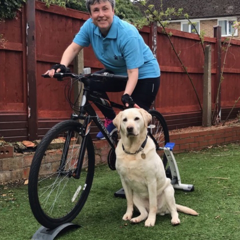 Harrogate guide dog owner Hayley has set herself a target of cycling at least 10 miles throughout May to raise life changing funds for Guide Dogs