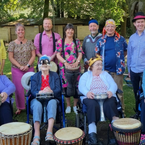 Sycamore Hall Care Home drummers and the Ripon Drumming Circle came together to perform at the Ripon Theatre Festival