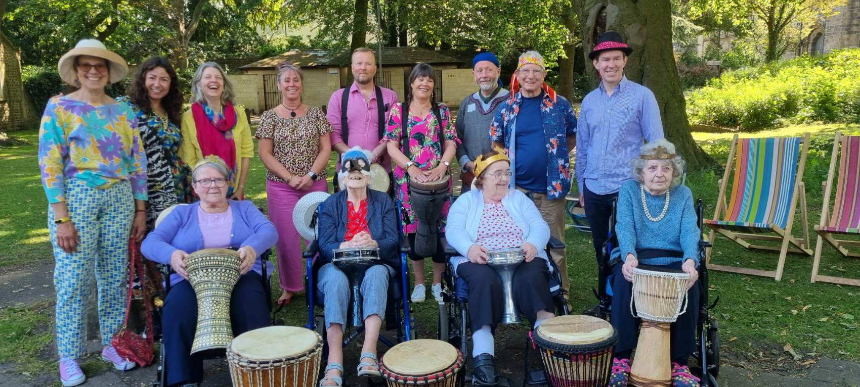 Sycamore Hall Care Home drummers and the Ripon Drumming Circle came together to perform at the Ripon Theatre Festival