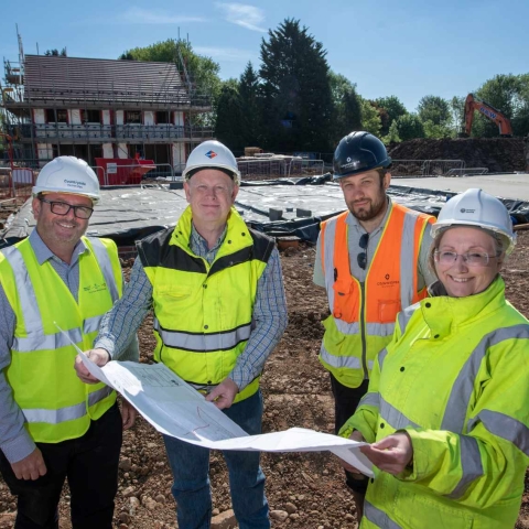 (L – R) Stuart La-Ffin of Countrywide Projects, David Blakey of Summers-Inman, Dave Bunko, Site Manager at Countryside Partnerships and Christine Uren, Development Project Assistant at Yorkshire Housing