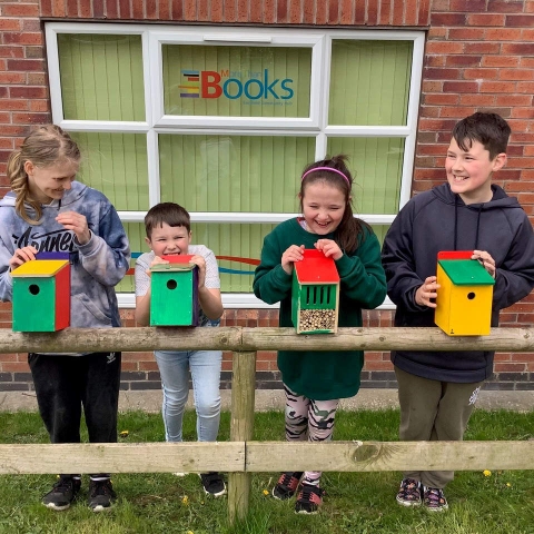 Children and young people who attended Creative Briefs in Scarborough, through FEAST at Easter had lots of fun making and decorating their own bird boxes and insect houses