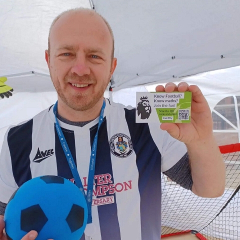 North Yorkshire Council’s partnership development officer, Matt Read, who is encouraging people to improve their numeracy skills by having some football fun
