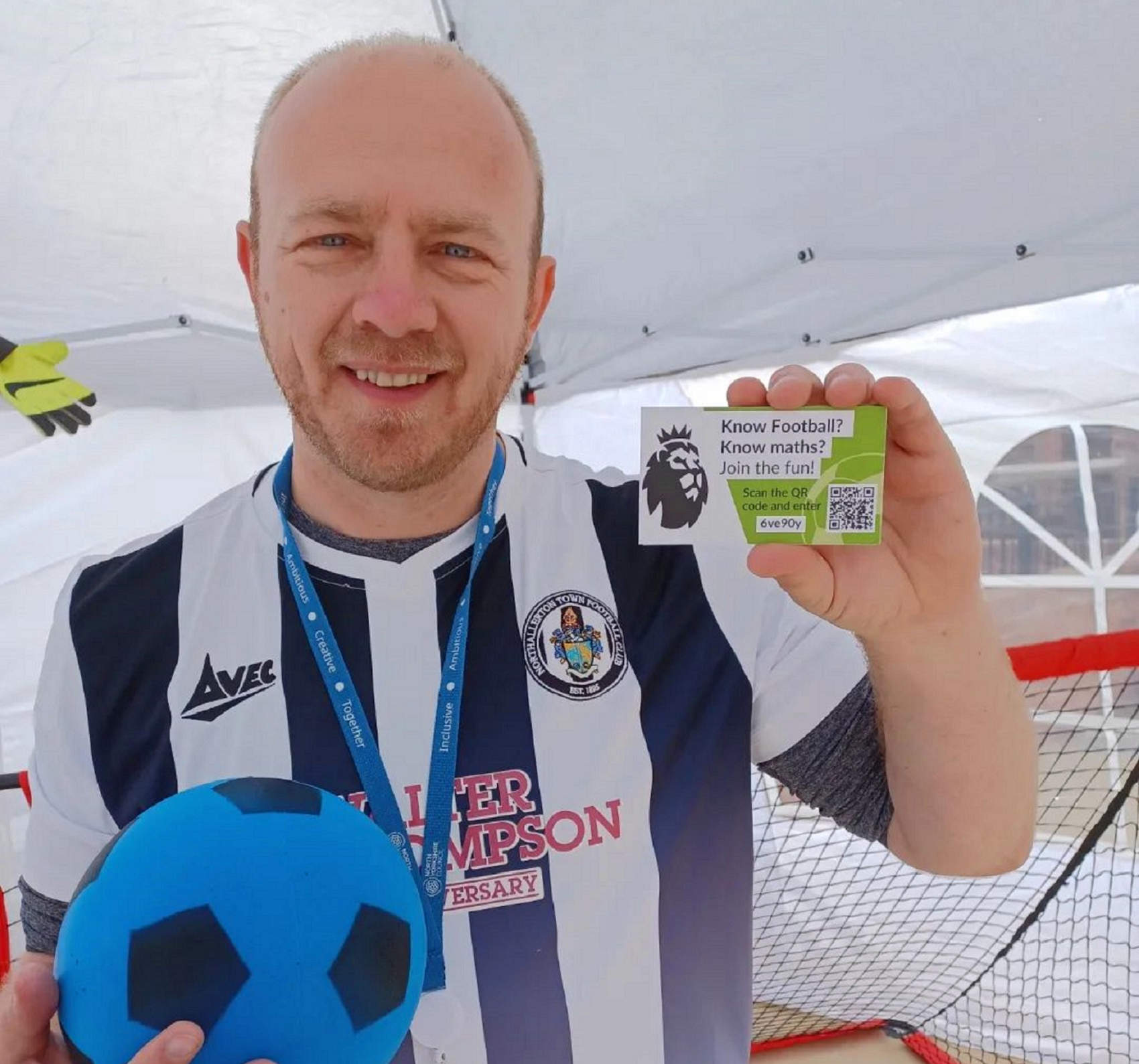 North Yorkshire Council’s partnership development officer, Matt Read, who is encouraging people to improve their numeracy skills by having some football fun