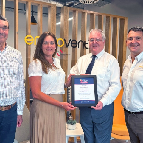 L to R: Greg Tunesi, Friend; Rachel Tranter, EnviroVent; John Fox, Chair of the Friends and Andy Makin, Managing Director of EnviroVent