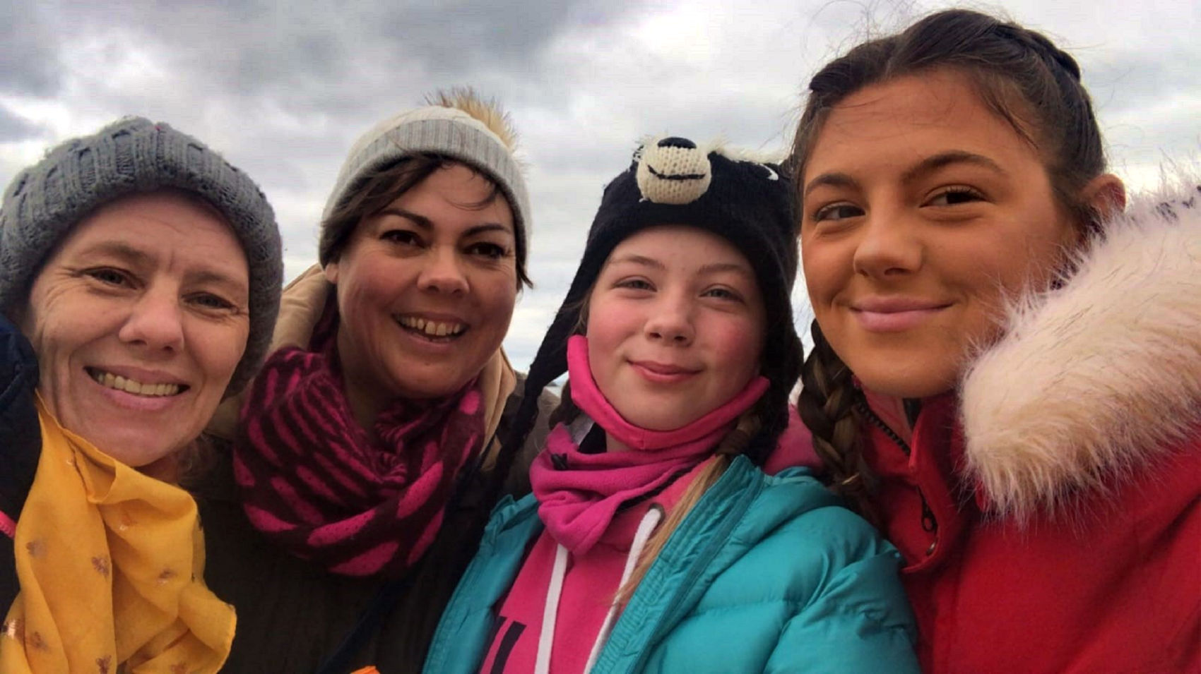 (From left to right) Kay, Mrs Abigail Burns with her two nieces, Eleanor and Hannah