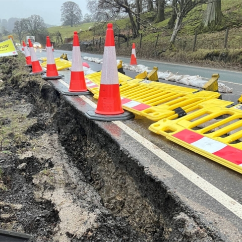 The verge of the A59 at Kex Gill has experienced further movement
