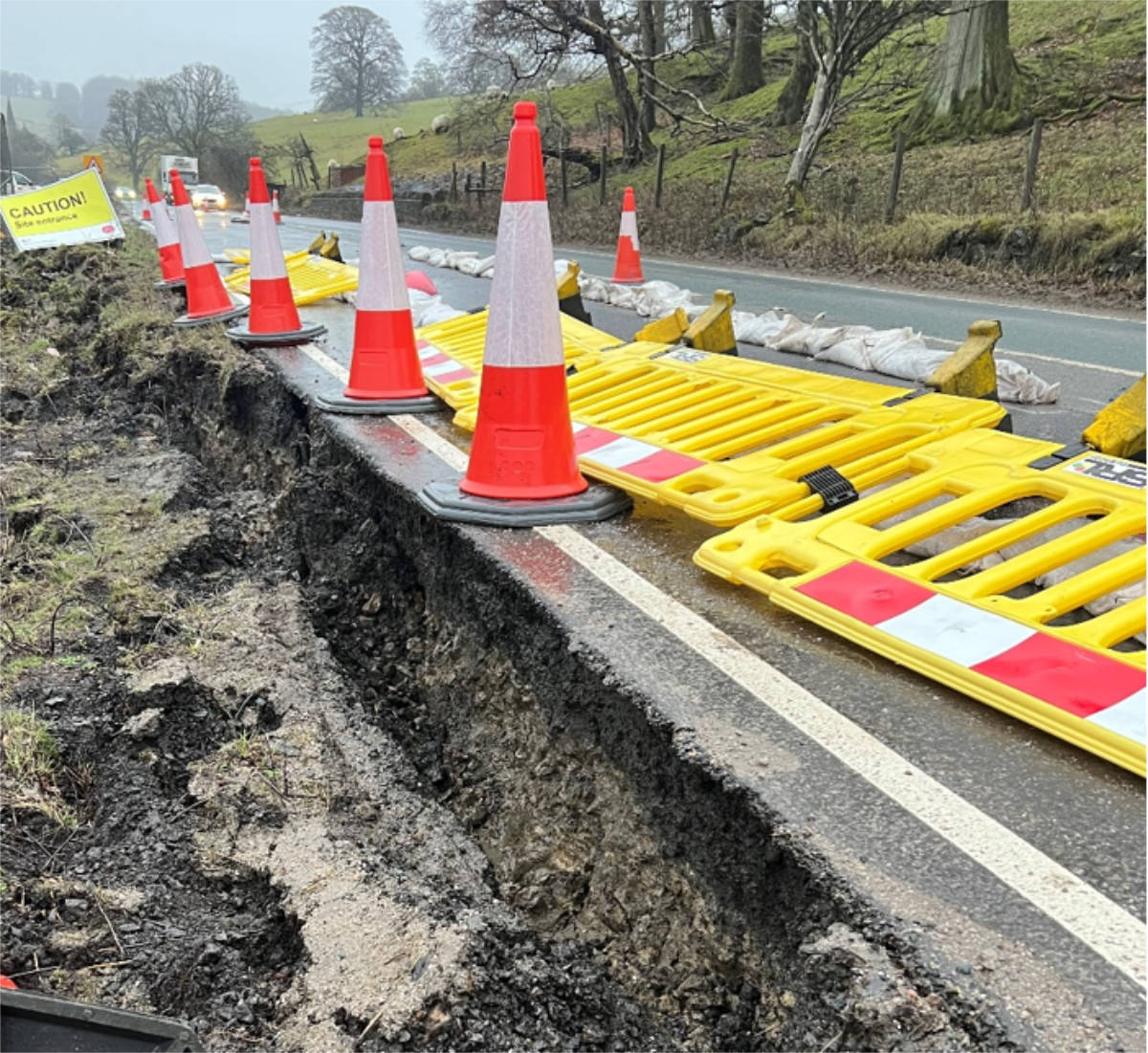The verge of the A59 at Kex Gill has experienced further movement