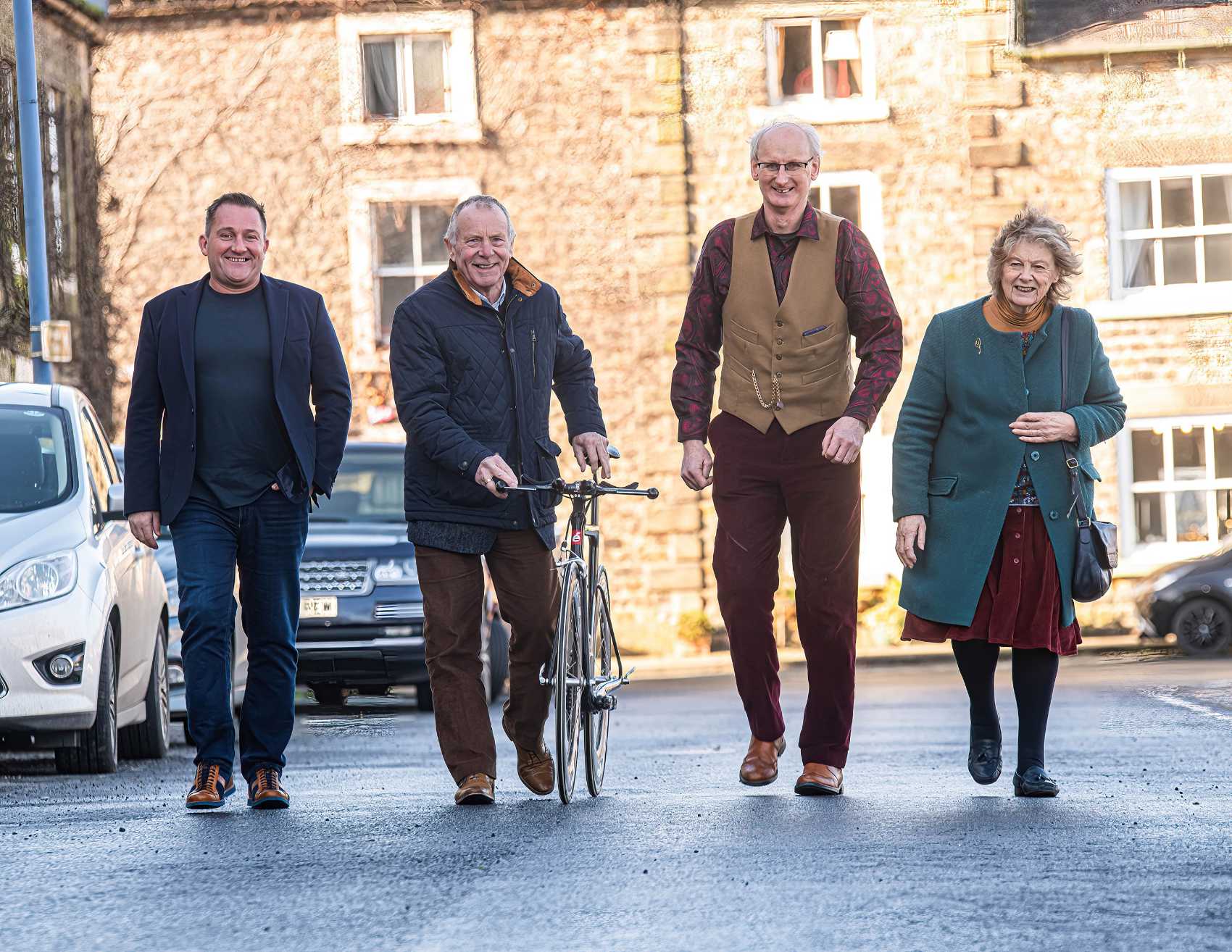 From left to right, Long Course Weekend’s founder and chief executive, Matthew Evans, North Yorkshire Council’s executive member for open to business, Cllr Derek Bastiman, Masham, Parish Council vice-chair, Ian Johnson, and Flo Grainger, owner of the Old Station Caravan Park, pictured in Masham